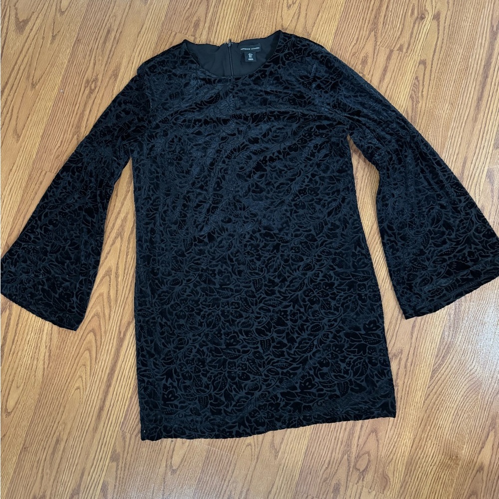 Adrienne Vittadini Black Textured Floral Dress